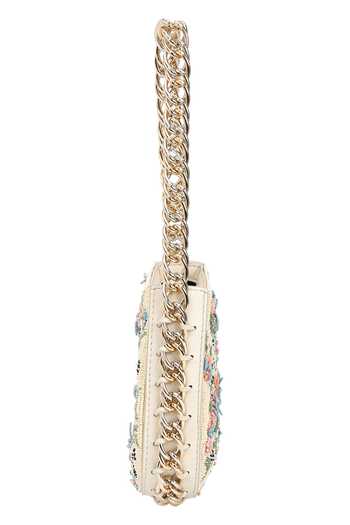 The Leather Garden_Ivory Opal Beaded Leather Bag _Online_at_Aza_Fashions