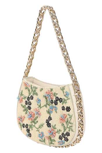 Shop_The Leather Garden_Ivory Opal Beaded Leather Bag _Online_at_Aza_Fashions