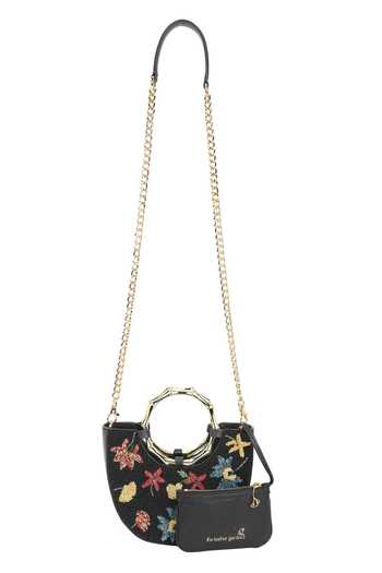 The Leather Garden Noctis Beaded Leather Handbag With Pouch 