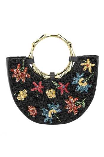 Shop_The Leather Garden_Black Noctis Beaded Leather Handbag With Pouch _Online_at_Aza_Fashions