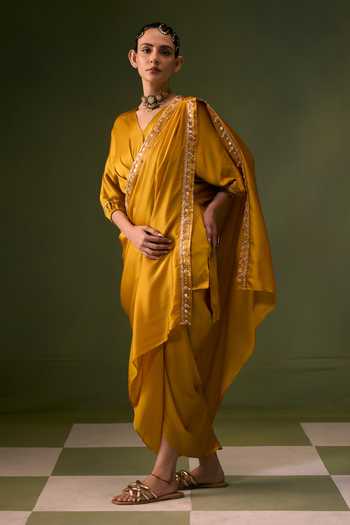 Prahnaaya Draped Top Skirt Set 