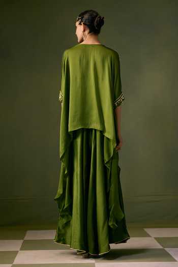 Prahnaaya Asymmetric Embroidered Top & Flared Pant Set 