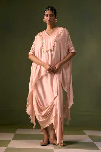 Prahnaaya Neckline Embroidered Top & Skirt Set 