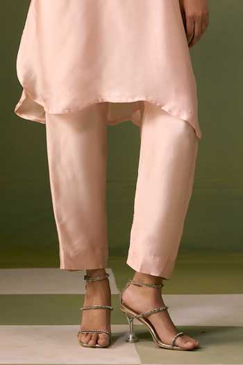 Prahnaaya Pink Organza, Satin Round , Keyhole Hand Embroidered Kurta And Pant Set Online at Aza Fashions Prahnaaya_Pink Organza, Satin Round , Keyhole Hand Embroidered Kurta And Pant Set _Online_at_Aza_Fashions