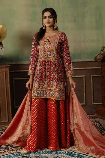 Ronak's Couture Patola Woven Kurta Gharara Set 