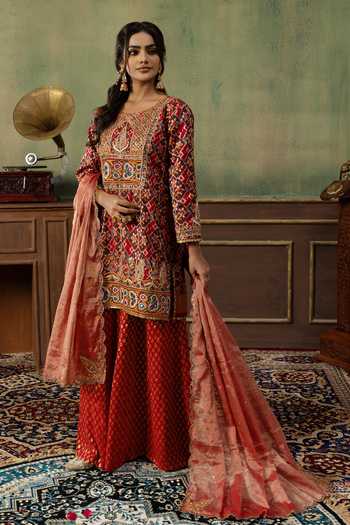 Ronak's Couture Patola Woven Kurta Gharara Set 