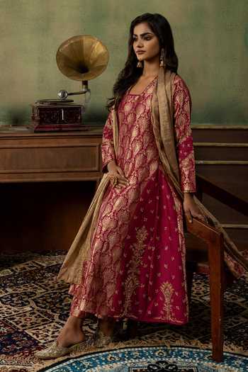 Ronak's Couture Floral Woven A-Line Kurta Set 
