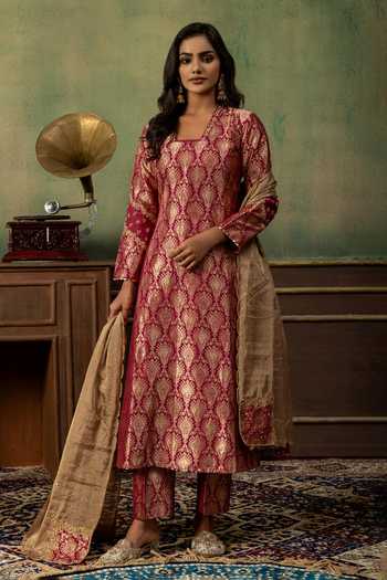 Ronak's Couture Floral Woven A-Line Kurta Set 