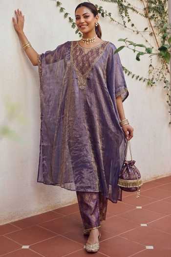 Ronak's Couture Zardozi Embroidered Kaftan & Pant Set 