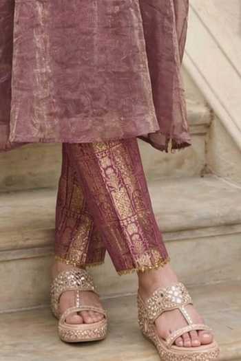 Ronak's Couture Magenta Silk, Tissue, Brocade Zardozi Neckline Embroidered Kaftan And Pant Set Online at Aza Fashions Ronak's Couture_Magenta Silk, Tissue, Brocade Zardozi Neckline Embroidered Kaftan And Pant Set _Online_at_Aza_Fashions