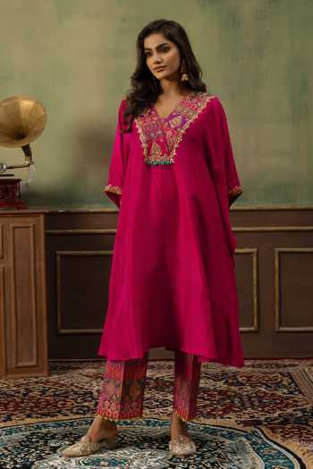 Ronak's Couture Zardozi Embroidered Kaftan & Pant Set 