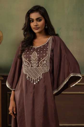 Ronak's Couture Yoke Embroidered Kaftan & Pant Set 