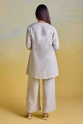 Kapaas Sage Meadow Embroidered Shirt & Pant Set 