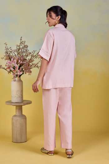 Kapaas Peony Embroidered Shirt & Pant Set 