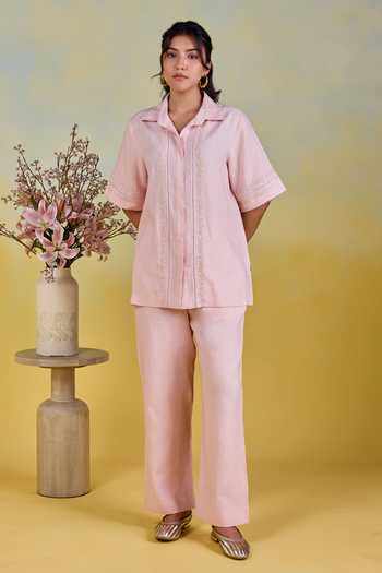 Kapaas Peony Embroidered Shirt & Pant Set 