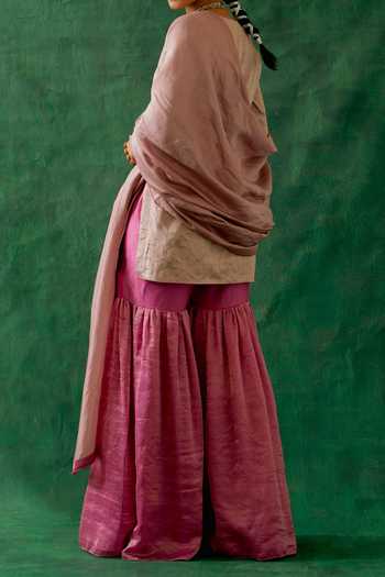 Vinusto Handwoven Zari Silk Kurta Gharara Set For Kids