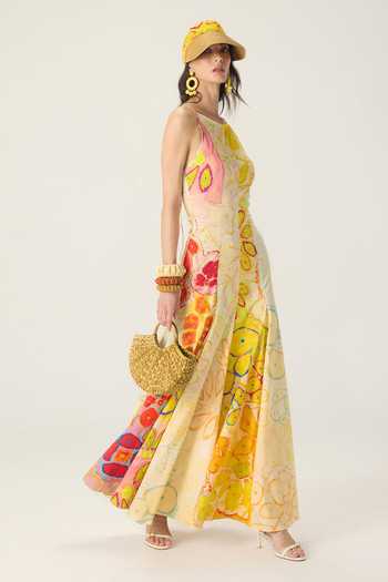 Buy Saaksha & Kinni Multi Color Cotton High Neck Samantha Floral Print Dress Buy_Saaksha & Kinni_Multi Color Cotton High Neck Samantha Floral Print Dress