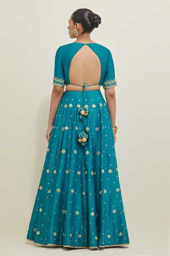 Ikshita Choudhary Hand Embroidered Chanderi Lehenga Set