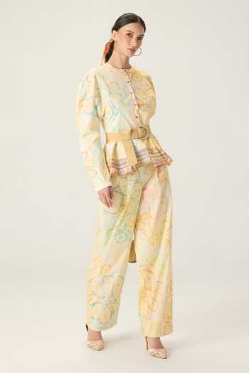 Shop Saaksha & Kinni Multi Color Cotton, Lycra Round Neck Astrid Floral Print Shirt Shop_Saaksha & Kinni_Multi Color Cotton, Lycra Round Neck Astrid Floral Print Shirt