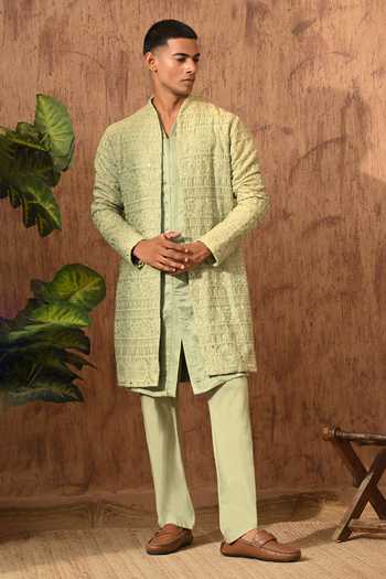 Sulakshna Jasra Mirrorwork Chanderi Kurta & Pyjama Set 