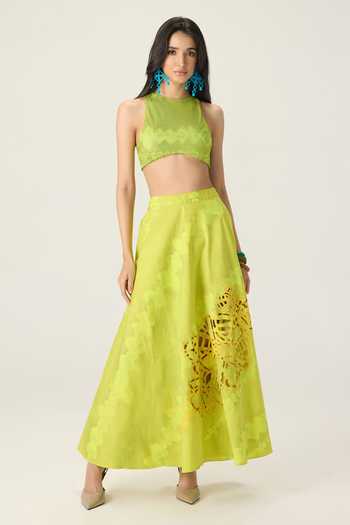 Saaksha & Kinni Lainey Applique Cutout Skirt 