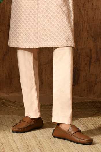 Shop_Sulakshna Jasra_Rose Gold Cotton, Georgette Embroidered Kurta And Pyjama Set 