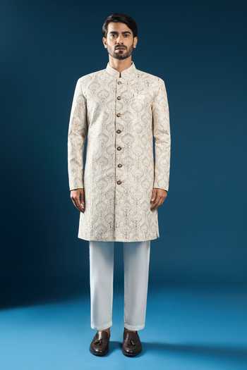 Buy_Arihant Rai Sinha_Cream Silk Embroidery Sherwani Set 