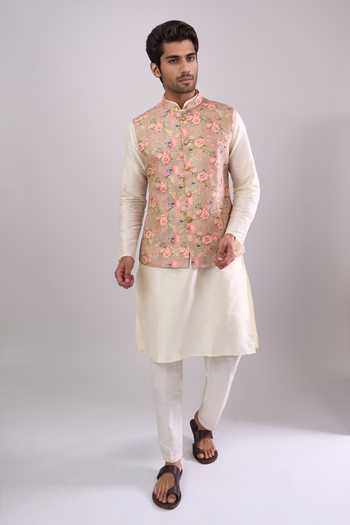 Arihant Rai Sinha_Multi Color Embroidery Floral Pattern Bundi _at_Aza_Fashions