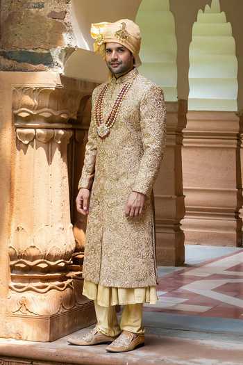 Courtyard By Abhi Imperial Metallic Sherwani Set 