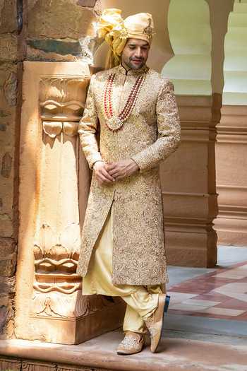 Courtyard By Abhi Imperial Metallic Sherwani Set 