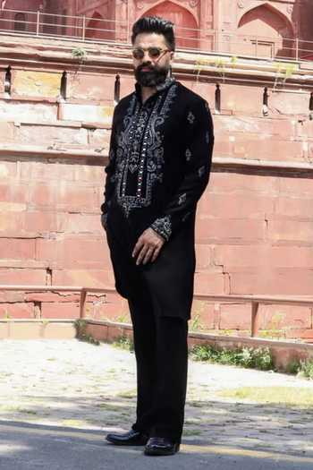 Courtyard By Abhi Royal Dori Embroidered Kurta Set 