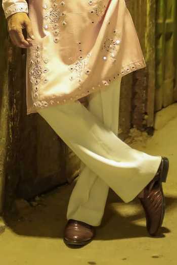 Courtyard By Abhi Peach Mirror Work Kurta Set