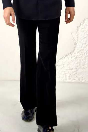 Courtyard By Abhi_Black Lycra Beaded Elegance Shirt And Pant Set _Online_at_Aza_Fashions