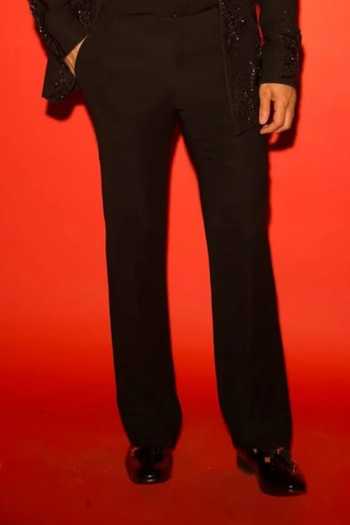 Courtyard By Abhi Black Lycra Stones, Cut Work, Crystals Midnight Embroidered Tuxedo Set Online at Aza Fashions Courtyard By Abhi_Black Lycra Stones, Cut Work, Crystals Midnight Embroidered Tuxedo Set _Online_at_Aza_Fashions