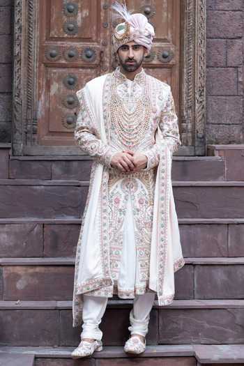Courtyard By Abhi Royal Chikankari Sherwani Set 