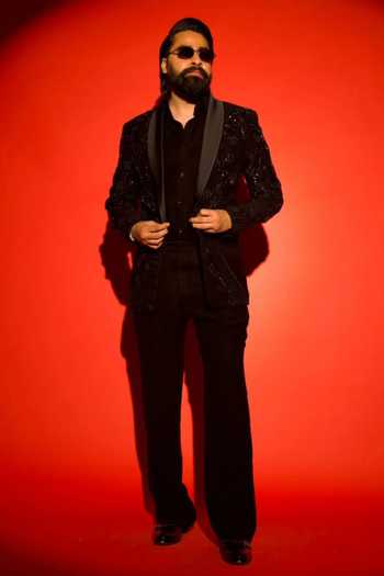 Courtyard By Abhi Noir Crystal Embroidered Tuxedo Set 