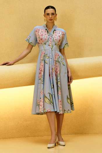 House Of Fett Floral Skies Poplin Dress