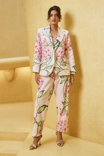 House Of Fett Hoya Floral Linen Blazer Co-ord Set