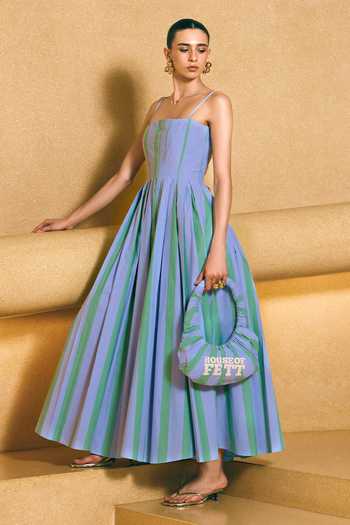 Buy House Of Fett Multi Color Cotton, Poplin Square Neck Strappy Maxi Striped Dress Online at Aza Fashions Buy_House Of Fett_Multi Color Cotton, Poplin Square Neck Strappy Maxi Striped Dress _Online_at_Aza_Fashions