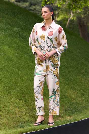House Of Fett_Multi Color Cotton, Viscose Collared Whispering Floral Print Shirt And Pant Set _Online_at_Aza_Fashions