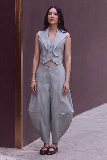 House Of Fett Mineral Solid Waistcoat & Pant Set 