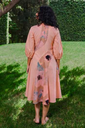 House Of Fett Coral Bloom Panelled Dress