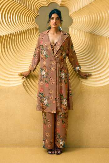 House Of Fett Magnolia Adele Printed Jacket Pant Set