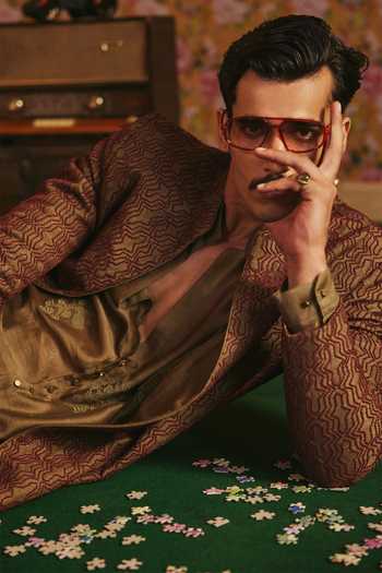 Shop Jorah Men Maroon Viscose, Dupion, Chanderi, Satin Hand Embroidered Jacket And Kurta Set Online at Aza Fashions Shop_Jorah Men_Maroon Viscose, Dupion, Chanderi, Satin Hand Embroidered Jacket And Kurta Set _Online_at_Aza_Fashions