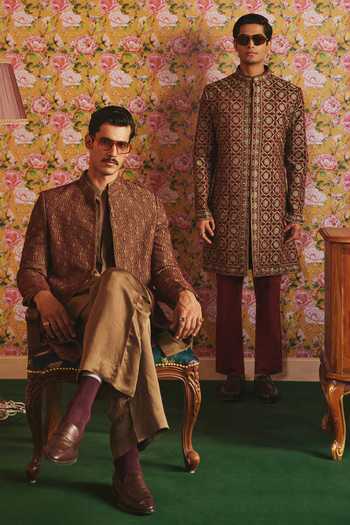 Jorah Men Hand Embroidered Jacket & Kurta Set 