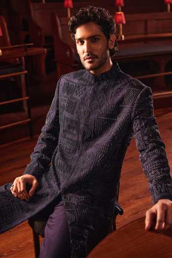 Shop Jorah Men Blue Viscose, Dupion, Satin Hand Embroidered Jacket And Kurta Set Online at Aza Fashions Shop_Jorah Men_Blue Viscose, Dupion, Satin Hand Embroidered Jacket And Kurta Set _Online_at_Aza_Fashions
