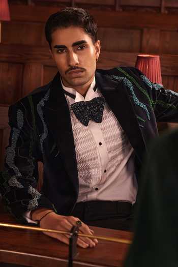 Shop Jorah Men Blue Velvet, Cotton, Viscose Hand Embroidered Jacket Set Online at Aza Fashions Shop_Jorah Men_Blue Velvet, Cotton, Viscose Hand Embroidered Jacket Set _Online_at_Aza_Fashions