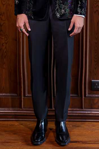 Jorah Men Black Velvet, Cotton, Viscose Embroidered Tuxedo Set Online at Aza Fashions Jorah Men_Black Velvet, Cotton, Viscose Embroidered Tuxedo Set _Online_at_Aza_Fashions