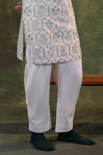 Jorah Men Ivory Chanderi, Cotton Floral Embroidered Kurta Set Online at Aza Fashions Jorah Men_Ivory Chanderi, Cotton Floral Embroidered Kurta Set _Online_at_Aza_Fashions