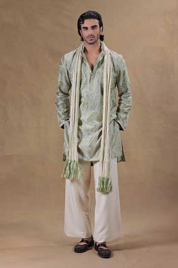 Buy Jorah Men Green Silk, Twill Paisley Embroidered Kurta Set Online at Aza Fashions Buy_Jorah Men_Green Silk, Twill Paisley Embroidered Kurta Set _Online_at_Aza_Fashions